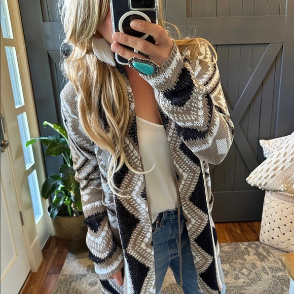 New Aztec Tribal Boho Western Cardigan Sweater Southwest Coat - Picture 6 of 12